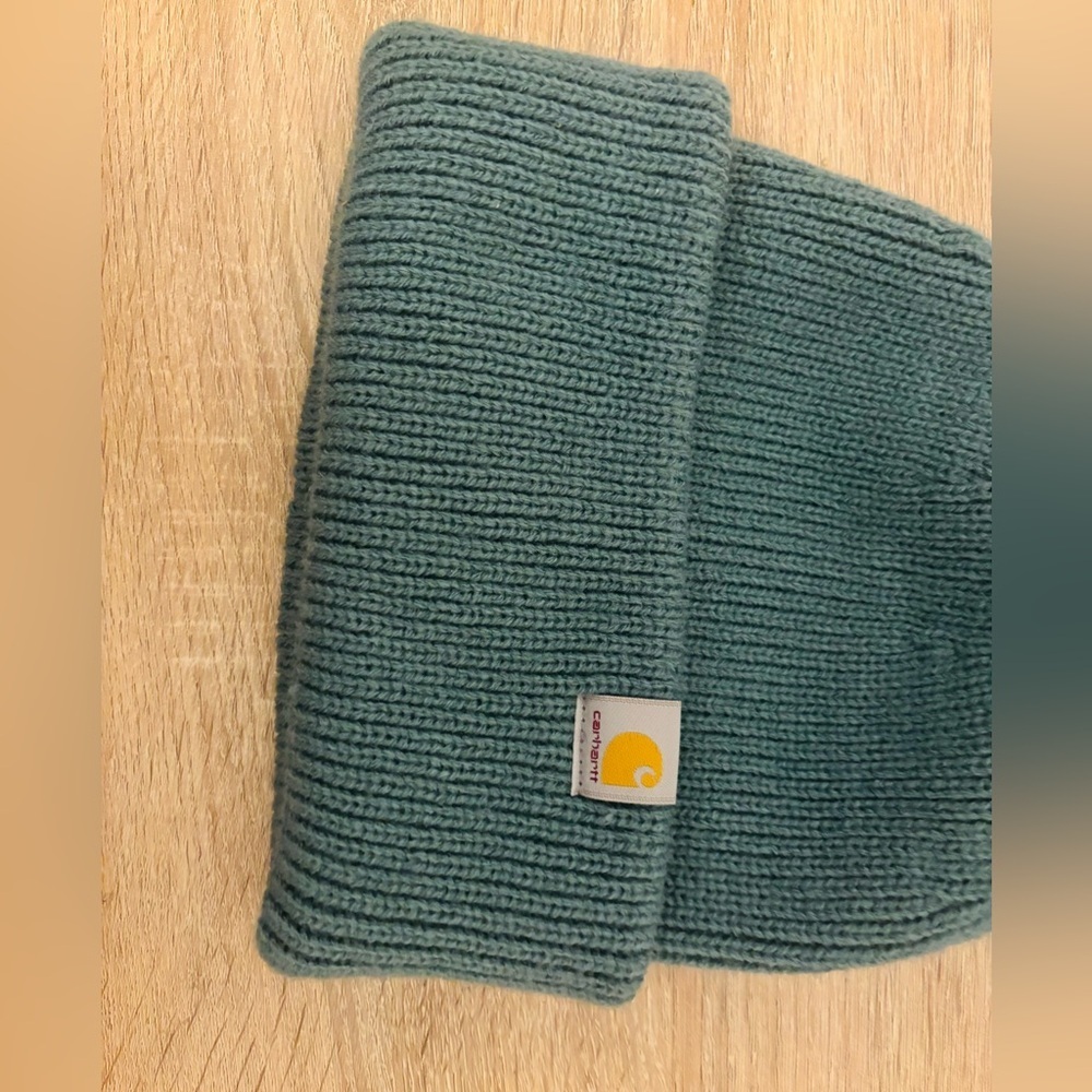 Carhartt Green Knit Pom Pom Cuffed Beanie Hat NWT - Picture 5 of 7
